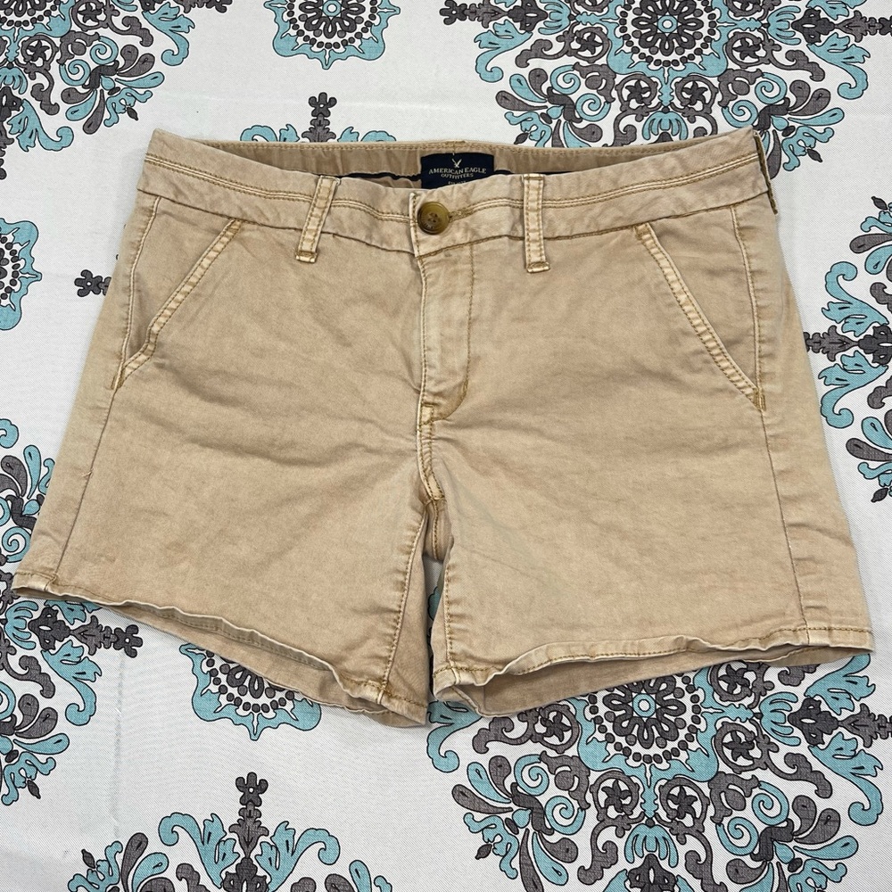American Eagle Midrise Stretch Khaki Shorts